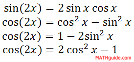 Double Angle Formulas Sine Cosine Tangent