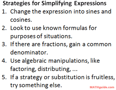 strategies for simplifying expressions trigonometry