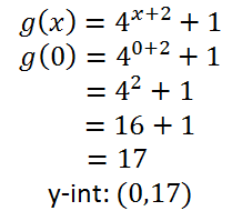 y-intercept calculating exponential function