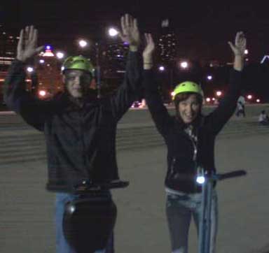 Carol and I were enjoying an evening Segway tour in Chicago (2012).