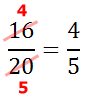 reducing fraction 16/20