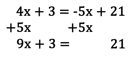 9x + 3 = 21