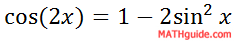 Double Angle Formula Cosine