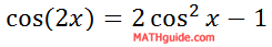 Double Angle Formula Cosine