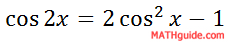 Double Angle Formula Cosine