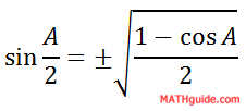 Half Angle Formula Sine