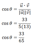 substituting values in angle vector equation