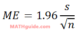 margin of error 95% formula sample standard deviation