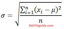 standards deviation formula