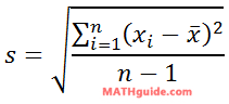 sample standards deviation formula