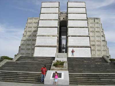 This is a lighthouse in The Dominican Republic where Columbus' bones are kept.  I'm in the far background.  (Post Christmas 2005)